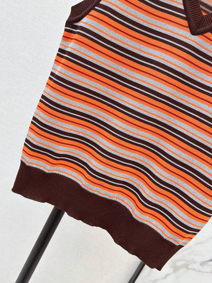 Striped Knit Sleeveless Vest