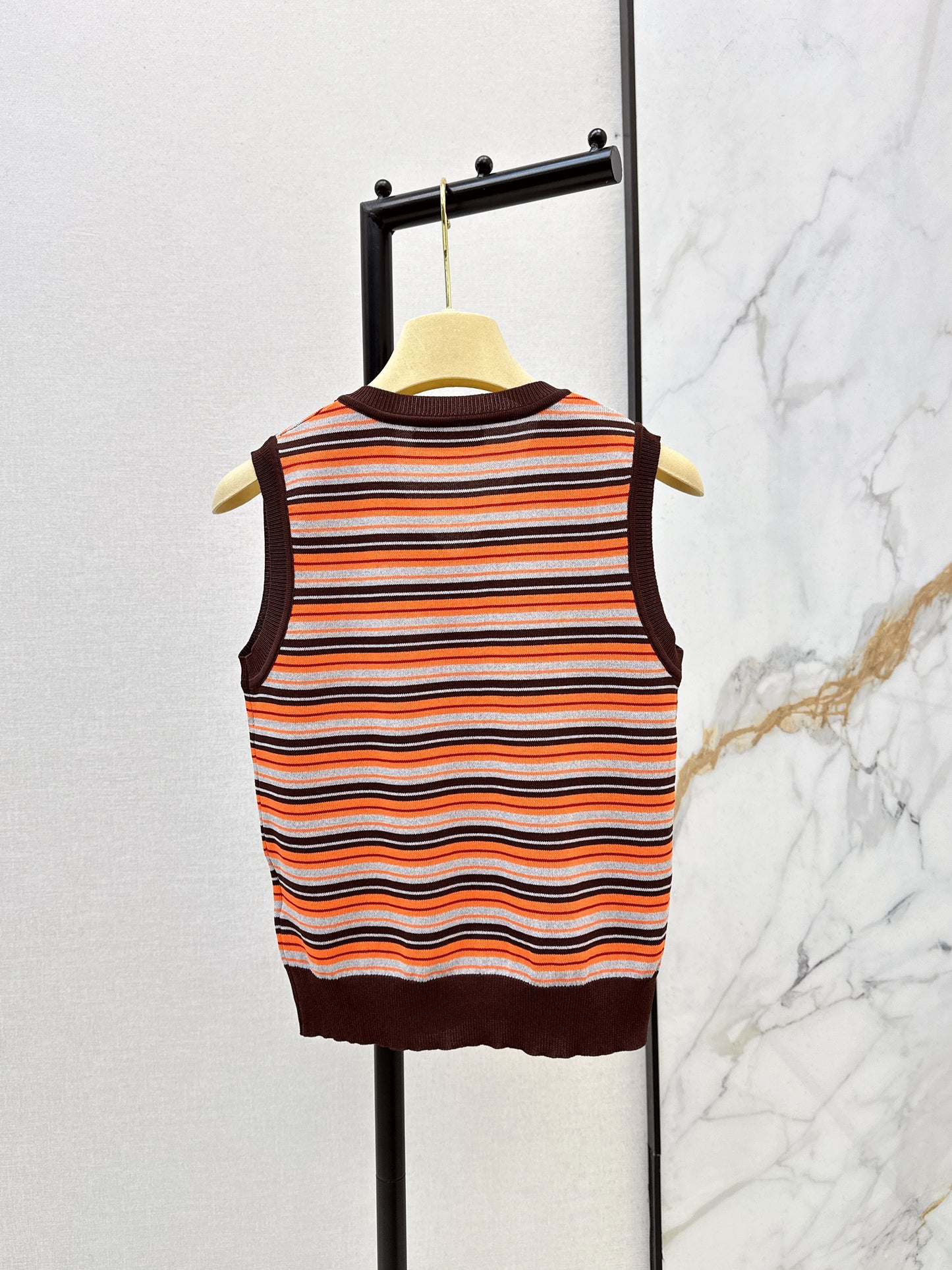 Striped Knit Sleeveless Vest