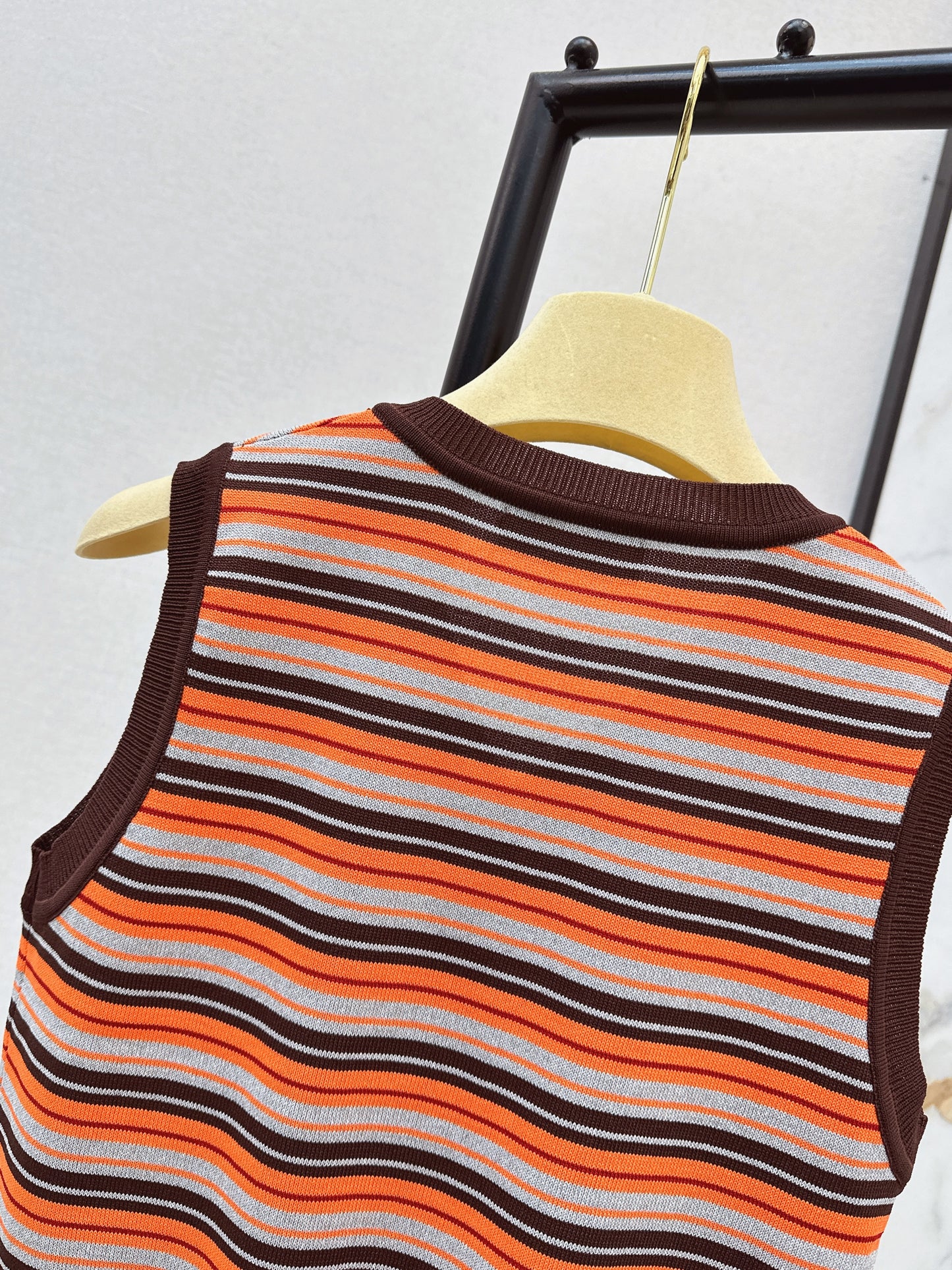 Striped Knit Sleeveless Vest