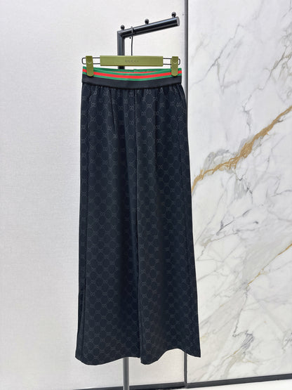 Letter print wide-leg trousers