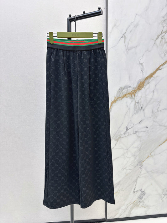 Letter print wide-leg trousers