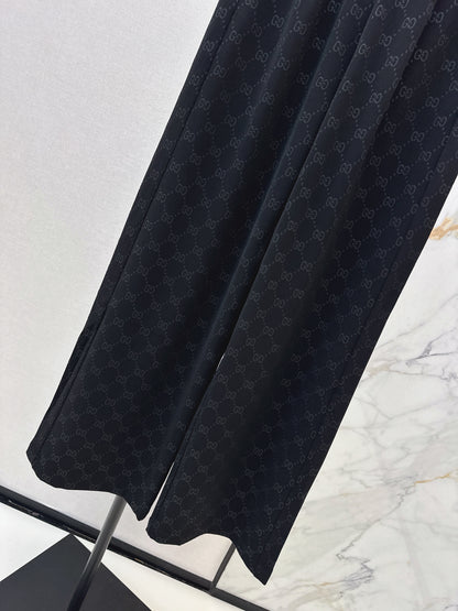 Letter print wide-leg trousers