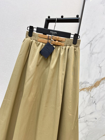 Leather-buckled A-line skirt