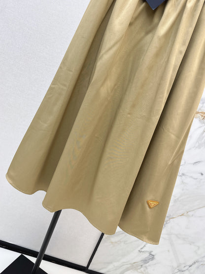 Leather-buckled A-line skirt