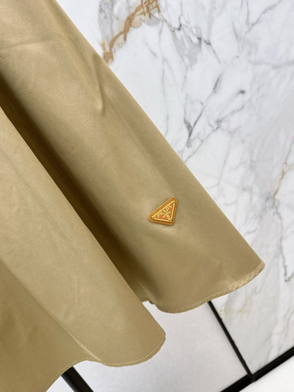 Leather-buckled A-line skirt