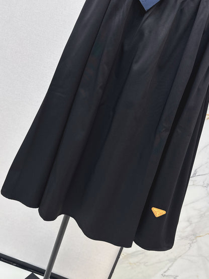 Leather-buckled A-line skirt