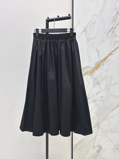Leather-buckled A-line skirt