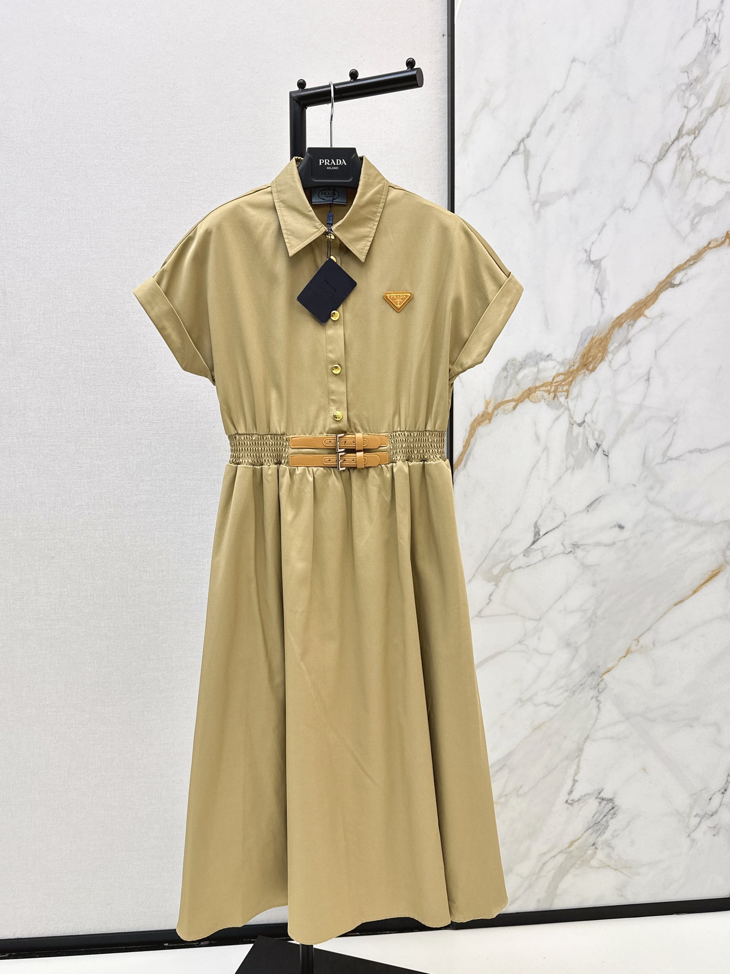Triangle logo collared dress
