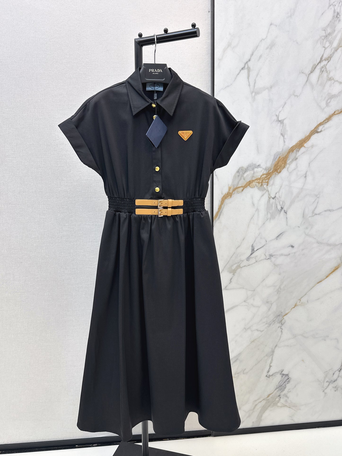 Triangle logo collared dress