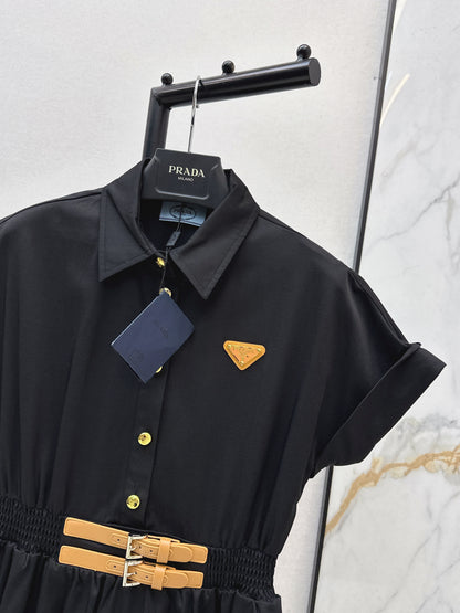 Triangle logo collared dress