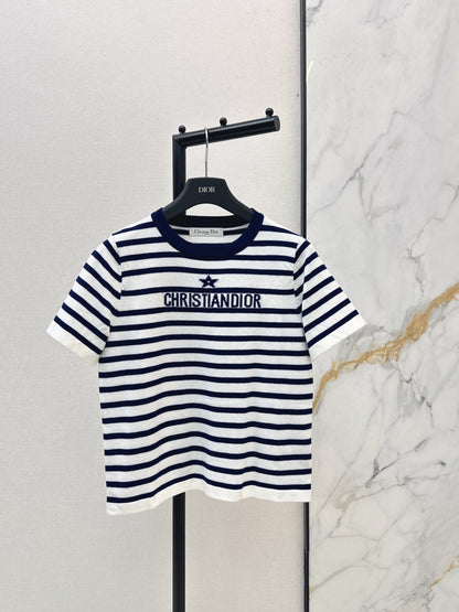 Striped Short-Sleeve Knit Top