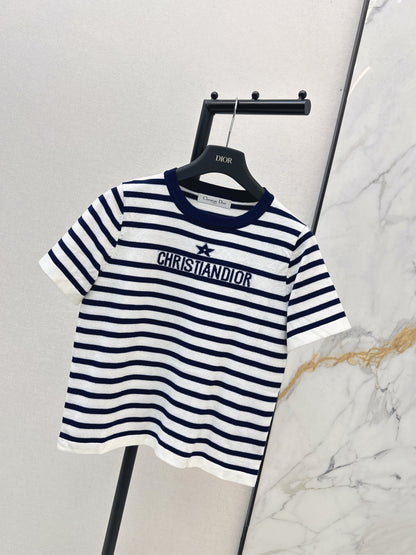 Striped Short-Sleeve Knit Top