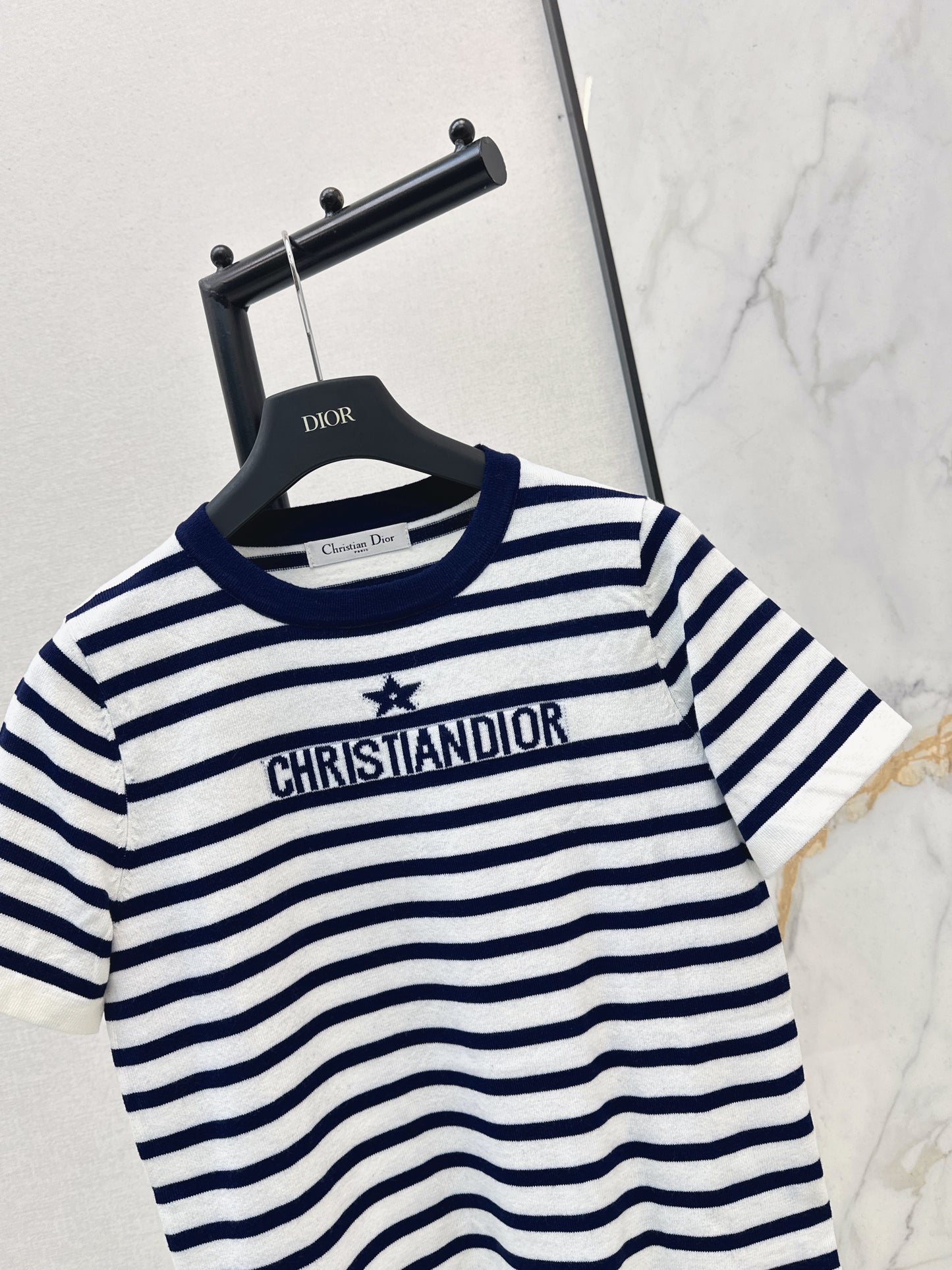 Striped Short-Sleeve Knit Top
