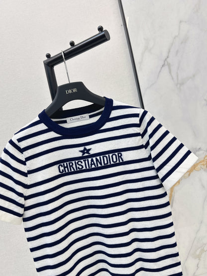 Striped Short-Sleeve Knit Top