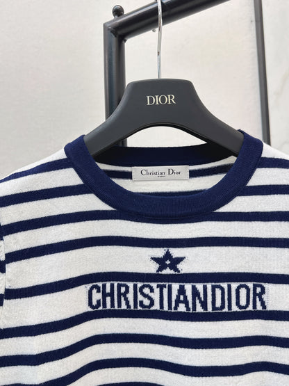 Striped Short-Sleeve Knit Top