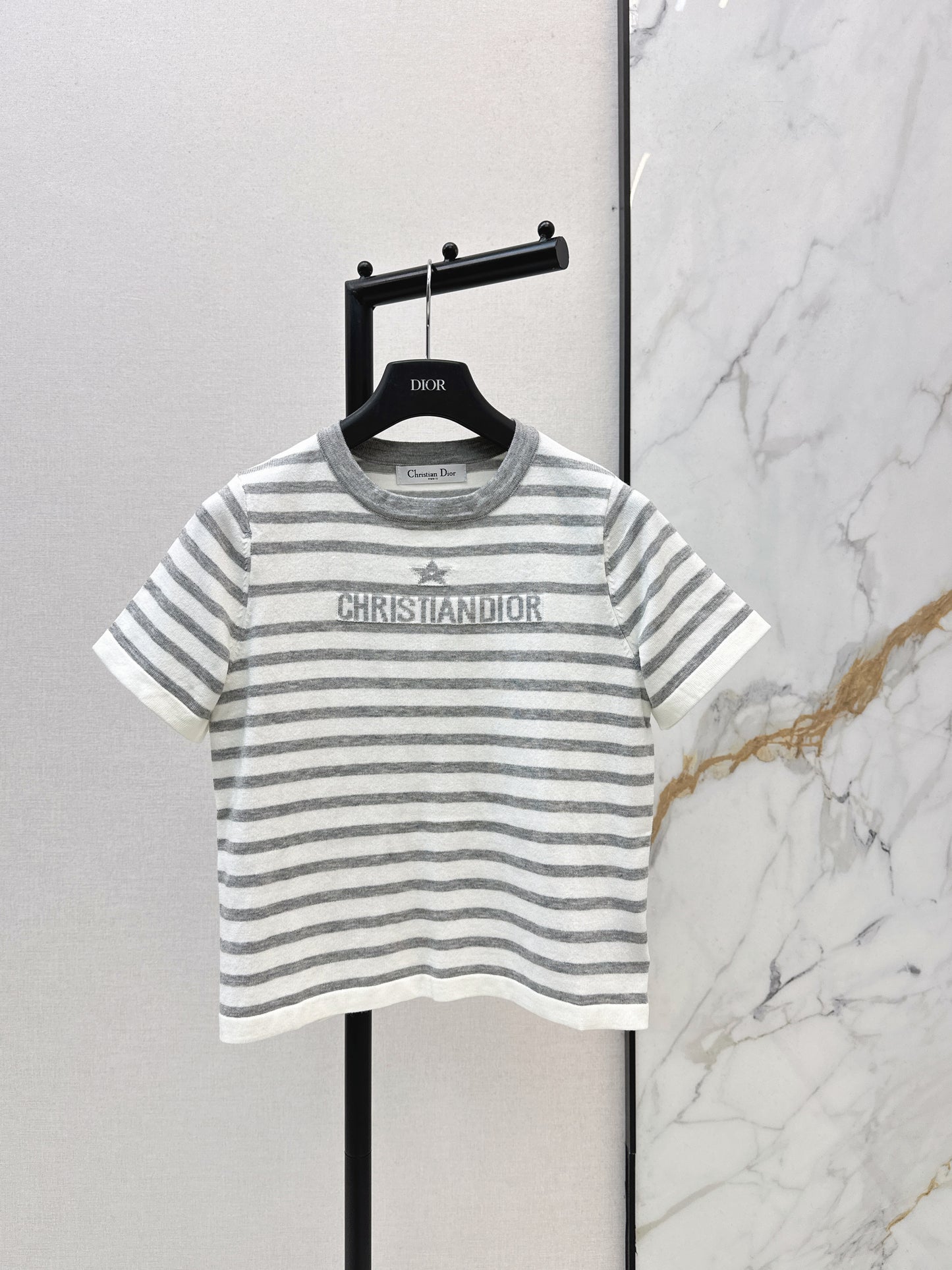 Striped Short-Sleeve Knit Top