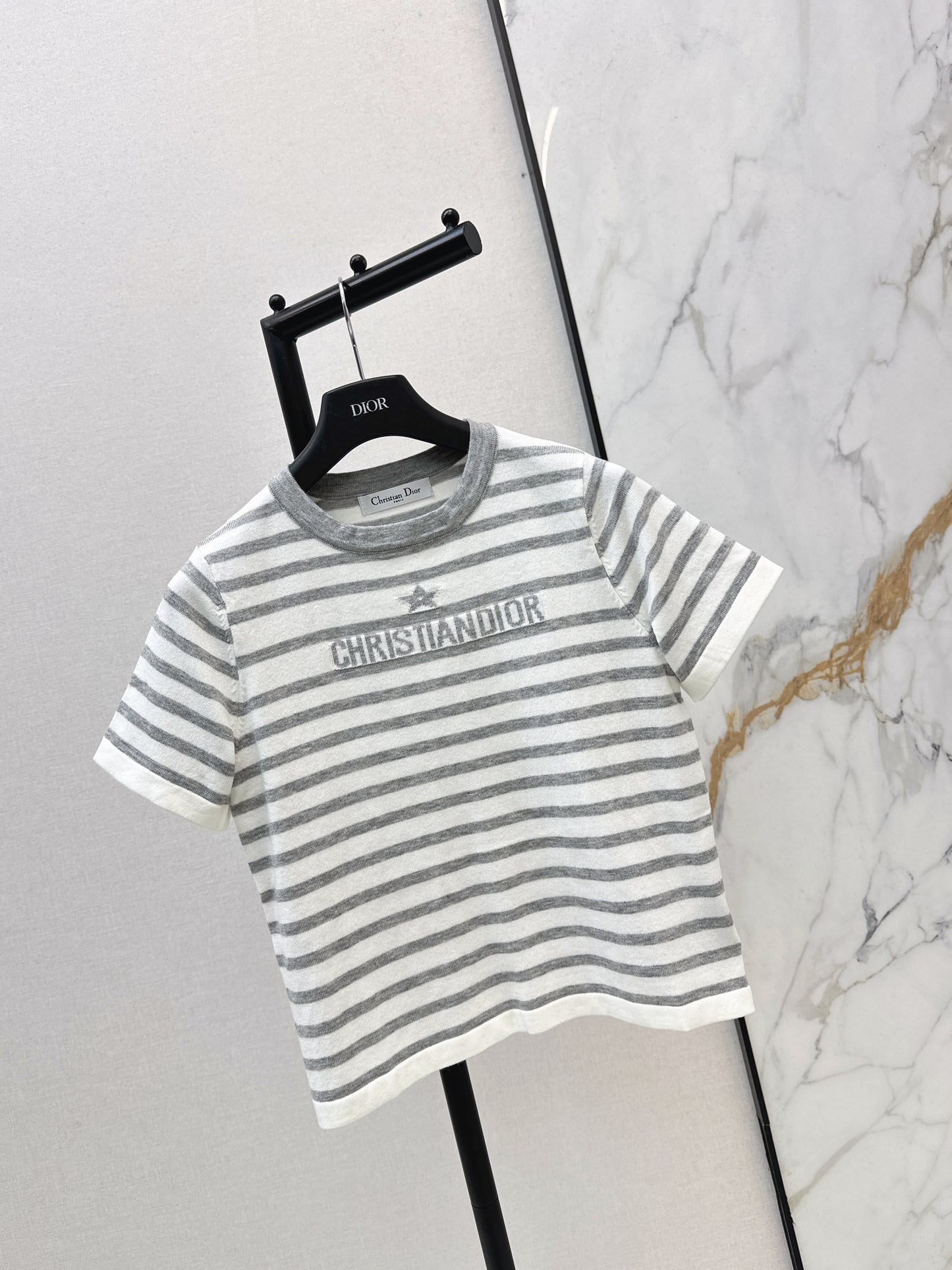 Striped Short-Sleeve Knit Top
