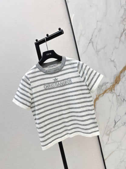 Striped Short-Sleeve Knit Top