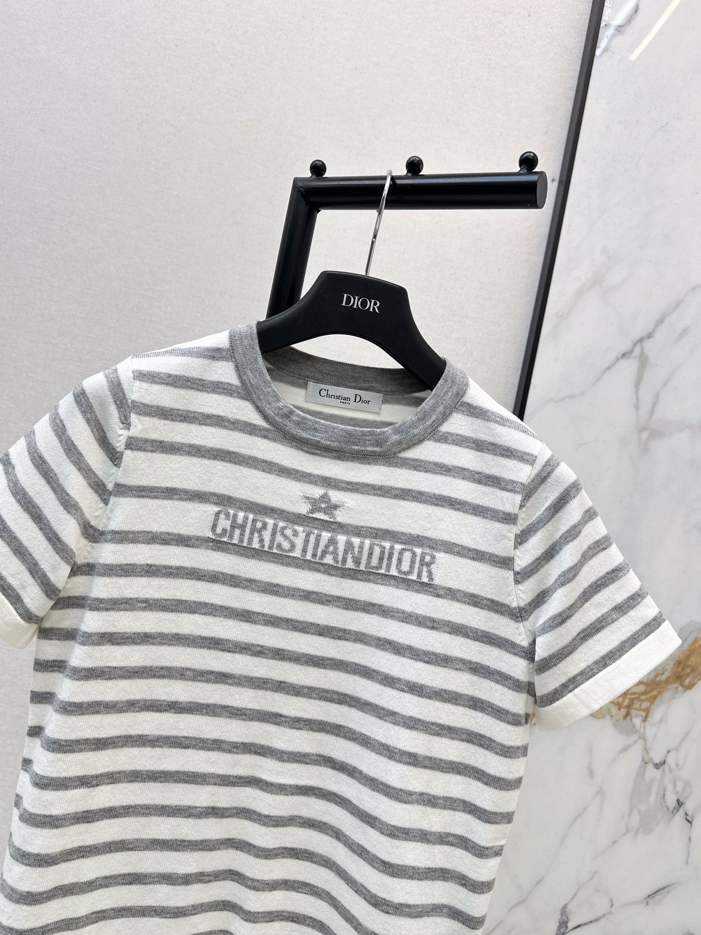 Striped Short-Sleeve Knit Top