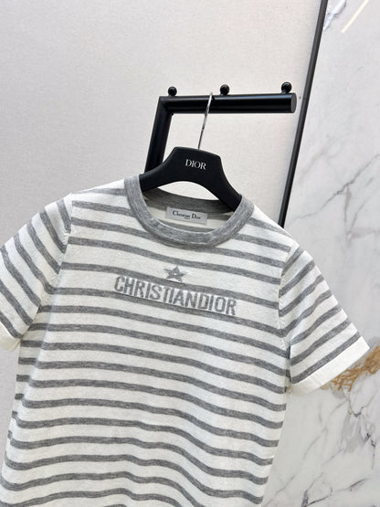 Striped Short-Sleeve Knit Top