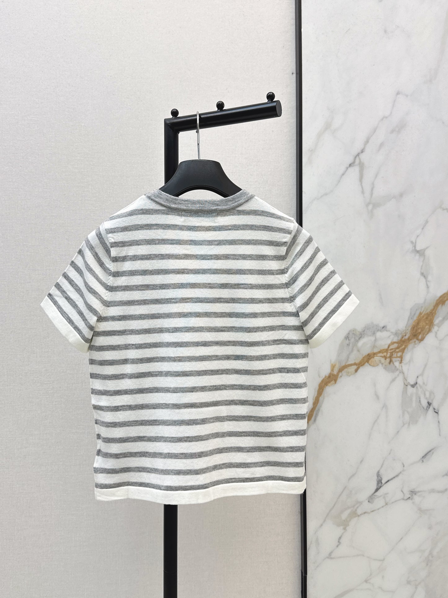 Striped Short-Sleeve Knit Top