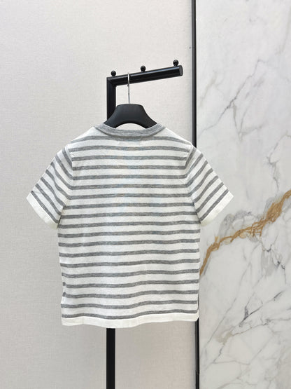 Striped Short-Sleeve Knit Top