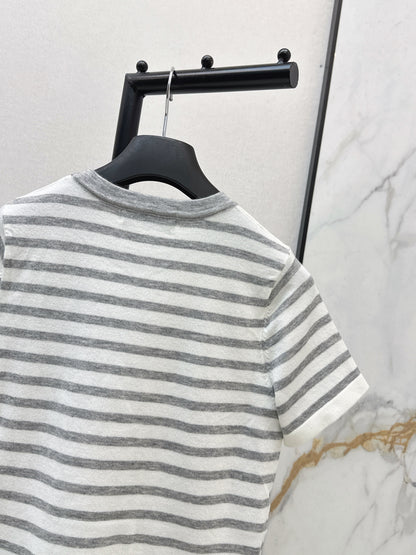 Striped Short-Sleeve Knit Top
