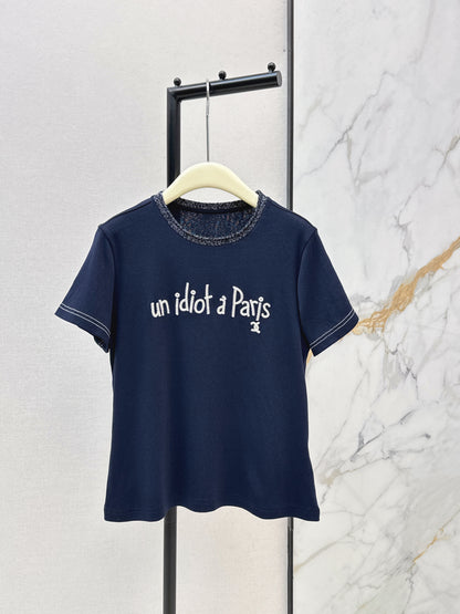 Knitted Embroidered Linen T-Shirt