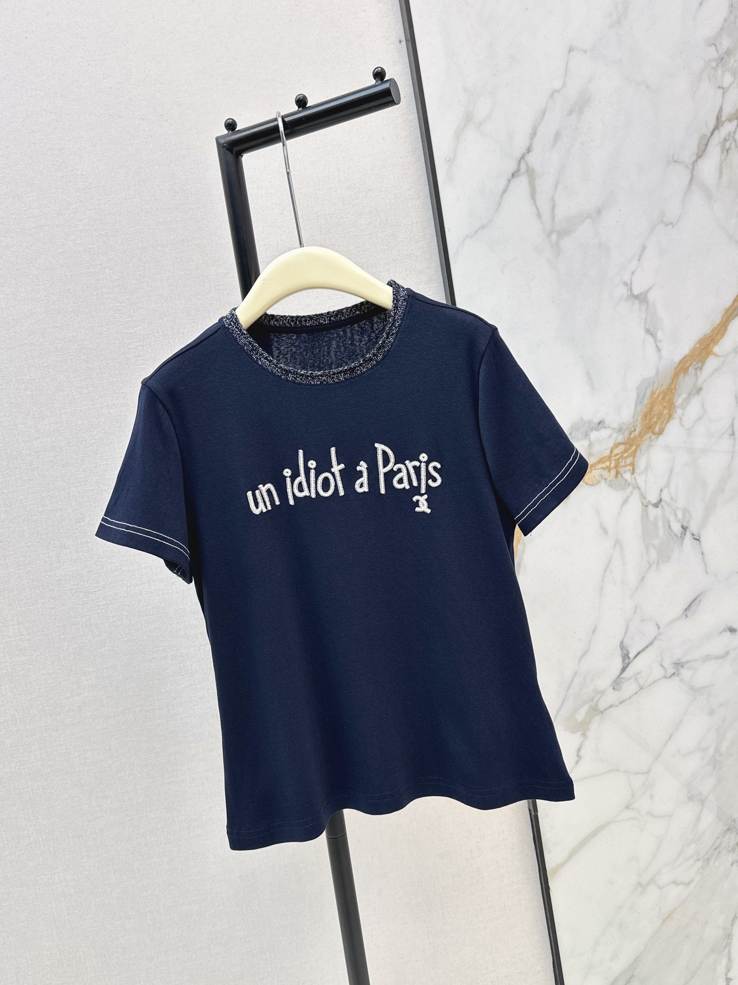 Knitted Embroidered Linen T-Shirt