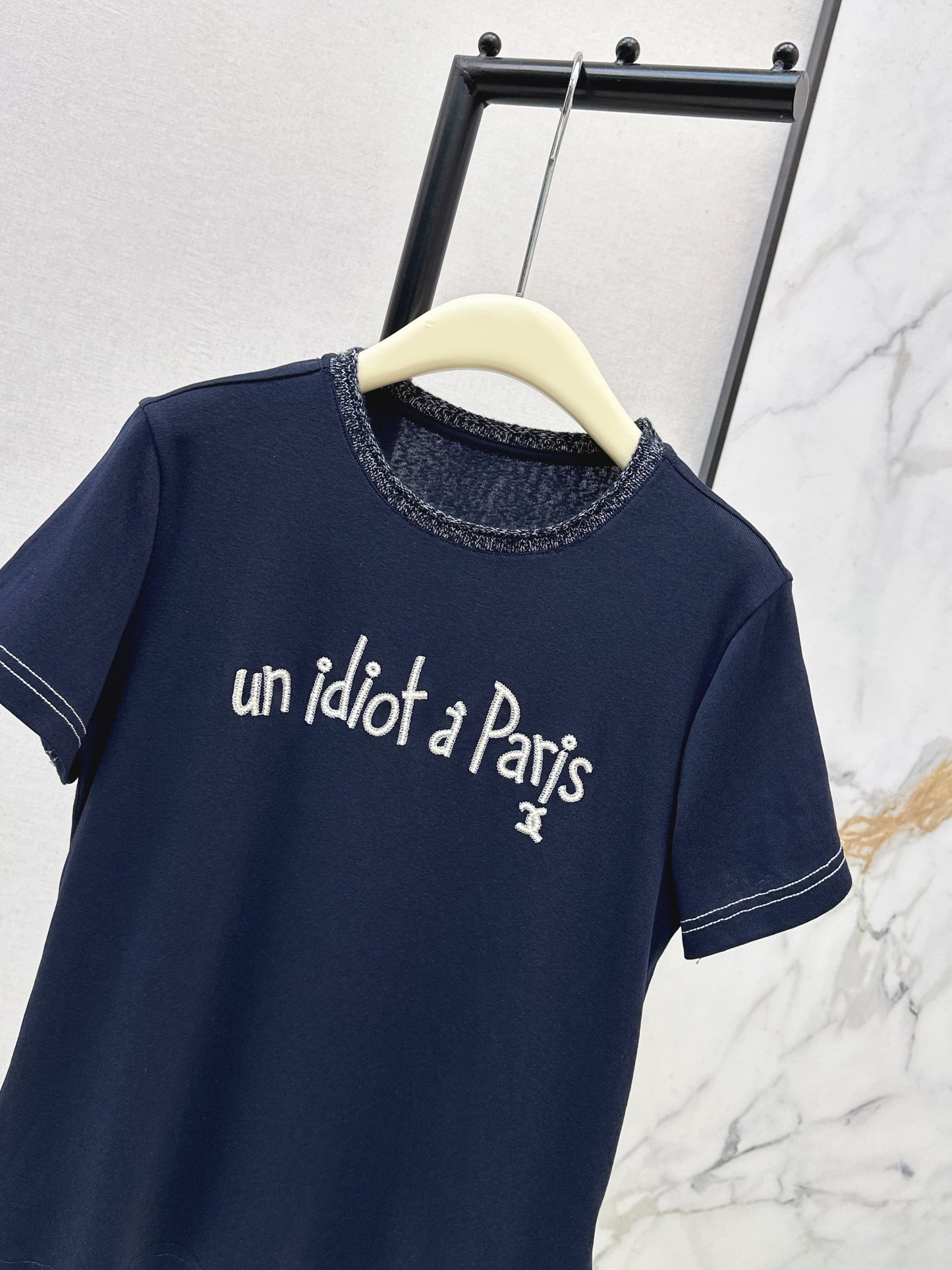 Knitted Embroidered Linen T-Shirt