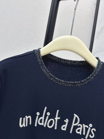 Knitted Embroidered Linen T-Shirt