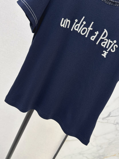 Knitted Embroidered Linen T-Shirt