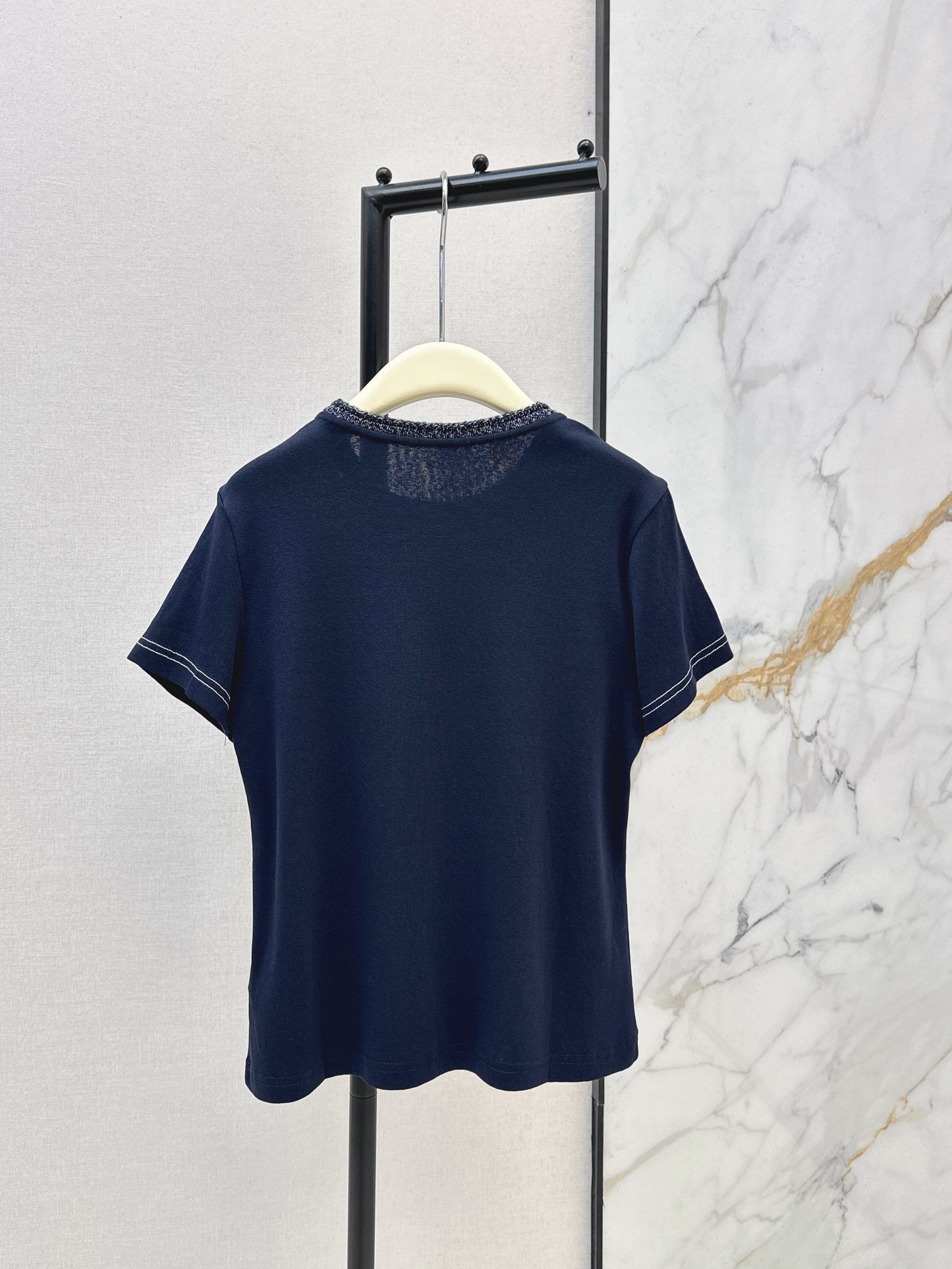 Knitted Embroidered Linen T-Shirt
