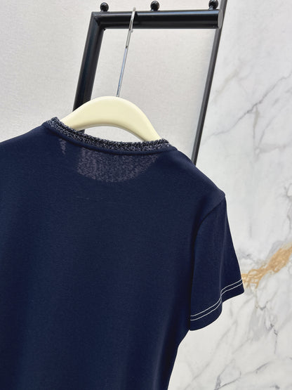 Knitted Embroidered Linen T-Shirt