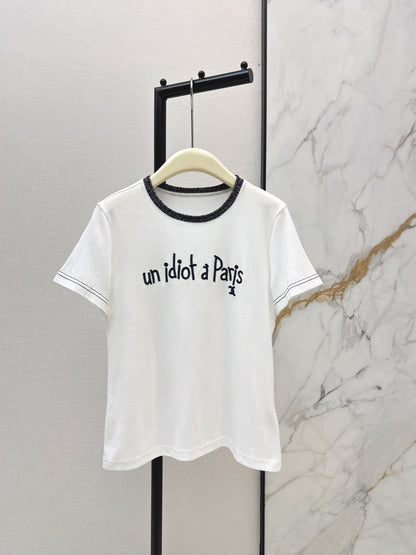 Knitted Embroidered Linen T-Shirt