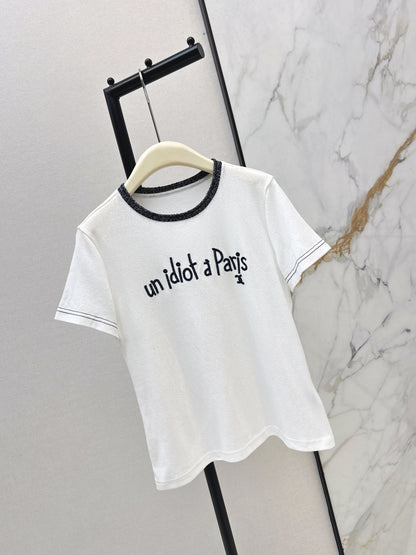 Knitted Embroidered Linen T-Shirt