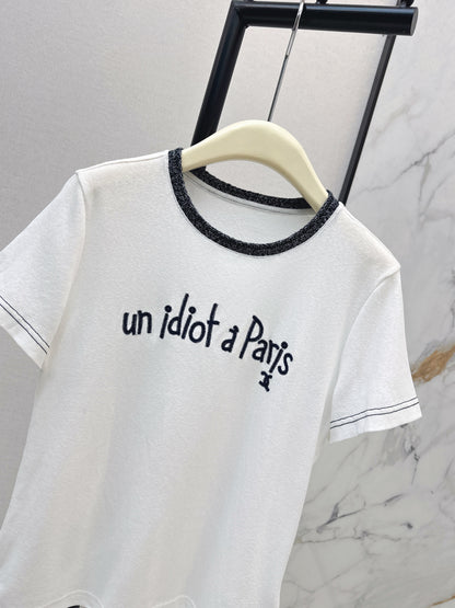 Knitted Embroidered Linen T-Shirt