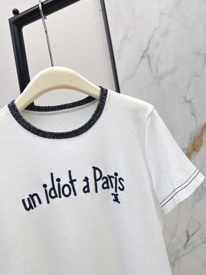 Knitted Embroidered Linen T-Shirt
