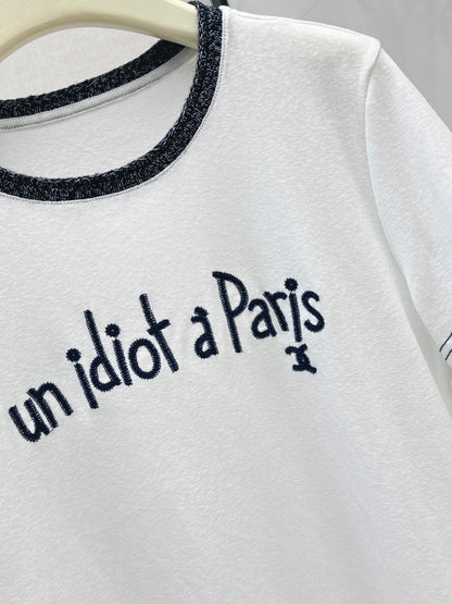 Knitted Embroidered Linen T-Shirt