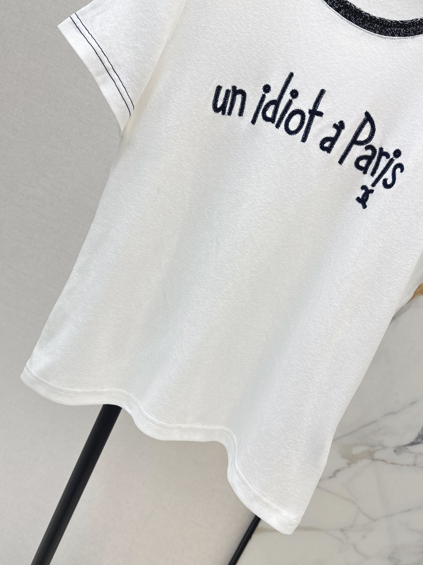 Knitted Embroidered Linen T-Shirt