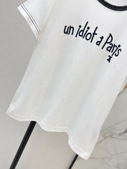 Knitted Embroidered Linen T-Shirt