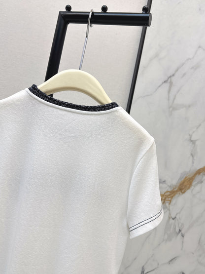 Knitted Embroidered Linen T-Shirt