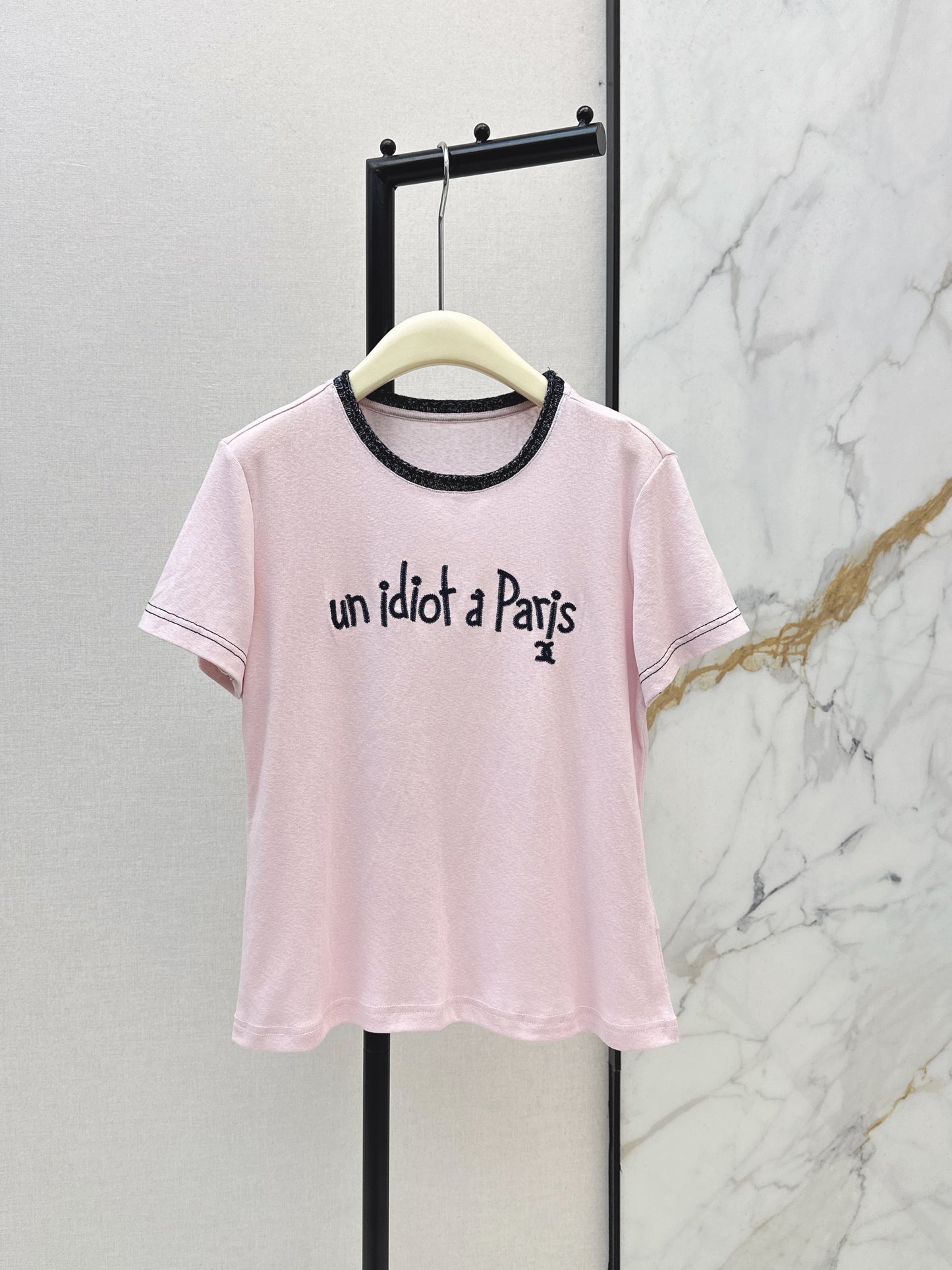 Knitted Embroidered Linen T-Shirt