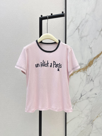 Knitted Embroidered Linen T-Shirt
