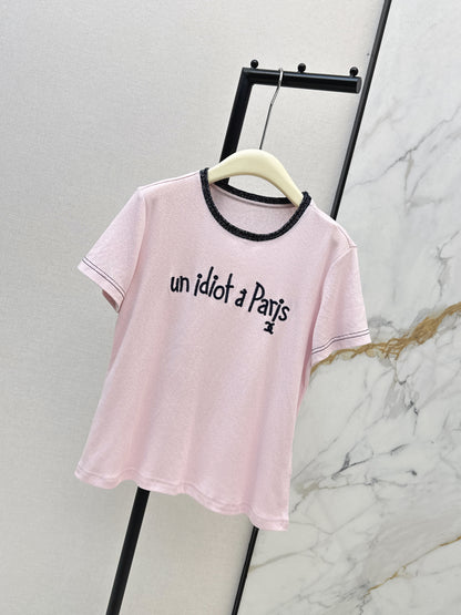 Knitted Embroidered Linen T-Shirt