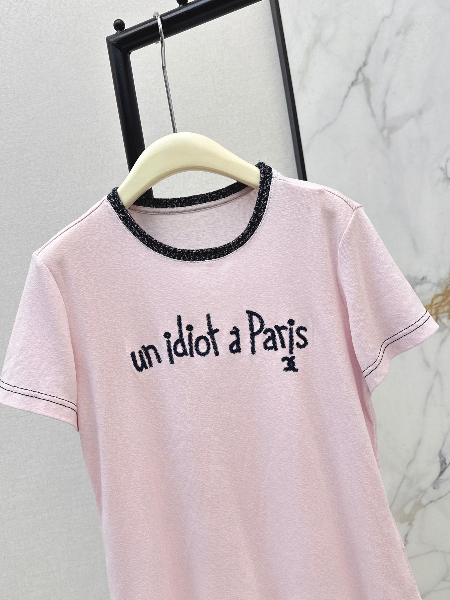 Knitted Embroidered Linen T-Shirt