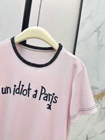 Knitted Embroidered Linen T-Shirt
