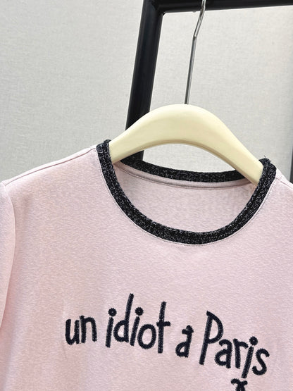 Knitted Embroidered Linen T-Shirt