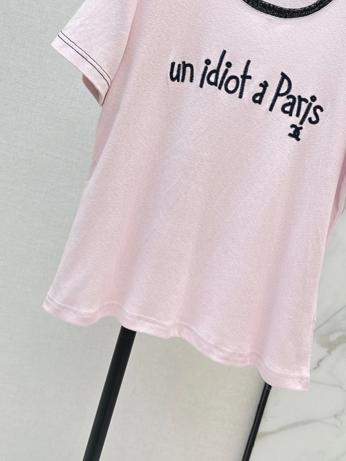 Knitted Embroidered Linen T-Shirt