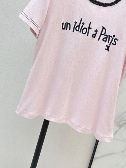 Knitted Embroidered Linen T-Shirt